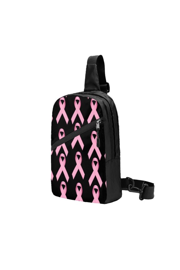 Packable Sling Backpack Breast Cancer Ribbon Foldable Crossbody Shoulder Chest Bag Daypack for Women Men