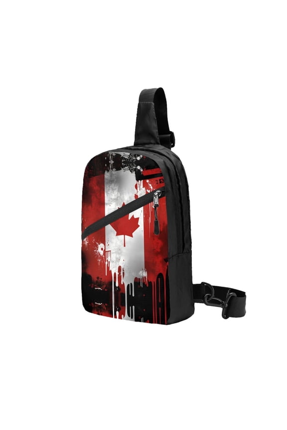 Packable Sling Backpack Canada Canadian Flag Art Foldable Crossbody Shoulder Chest Bag Daypack for Women Men