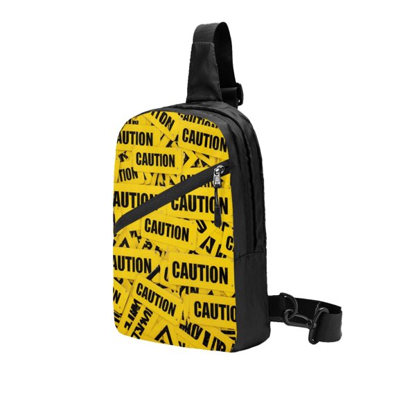Packable Sling Backpack Caution Tape Foldable Crossbody Shoulder Chest Bag Daypack for Women Men
