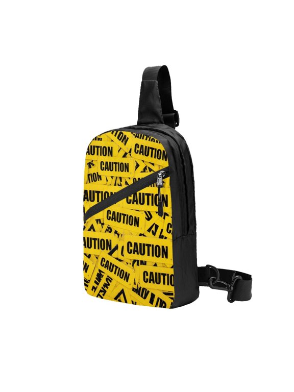 Packable Sling Backpack Caution Tape Foldable Crossbody Shoulder Chest Bag Daypack for Women Men