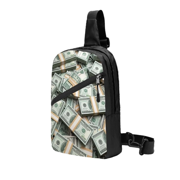 Packable Sling Backpack Dollars Pattern Foldable Crossbody Shoulder Chest Bag Daypack for Women Men