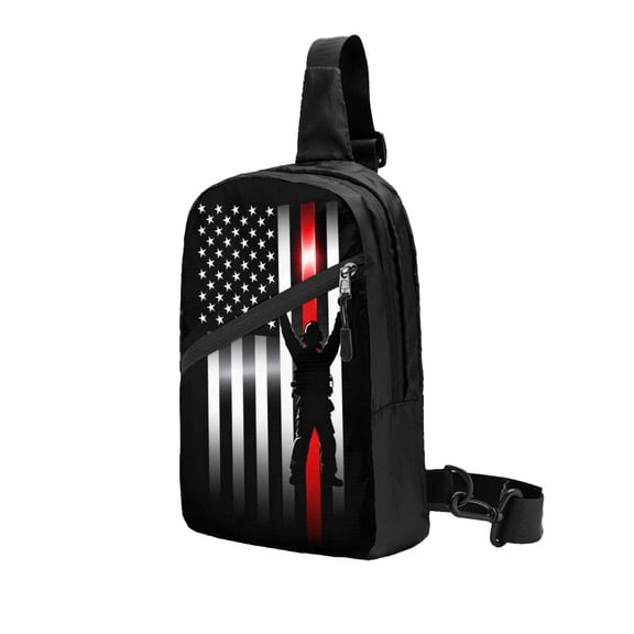 Packable Sling Backpack Firefighter Firefighting Flag Us Foldable Crossbody Shoulder Chest Bag Daypack for Women Men