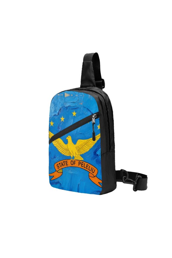 Packable Sling Backpack Flag Of Peleliu Foldable Crossbody Shoulder Chest Bag Daypack for Women Men