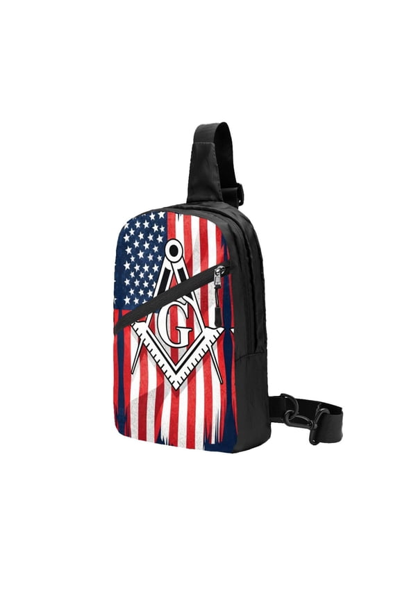 Packable Sling Backpack Freemason Masonic Flag Foldable Crossbody Shoulder Chest Bag Daypack for Women Men