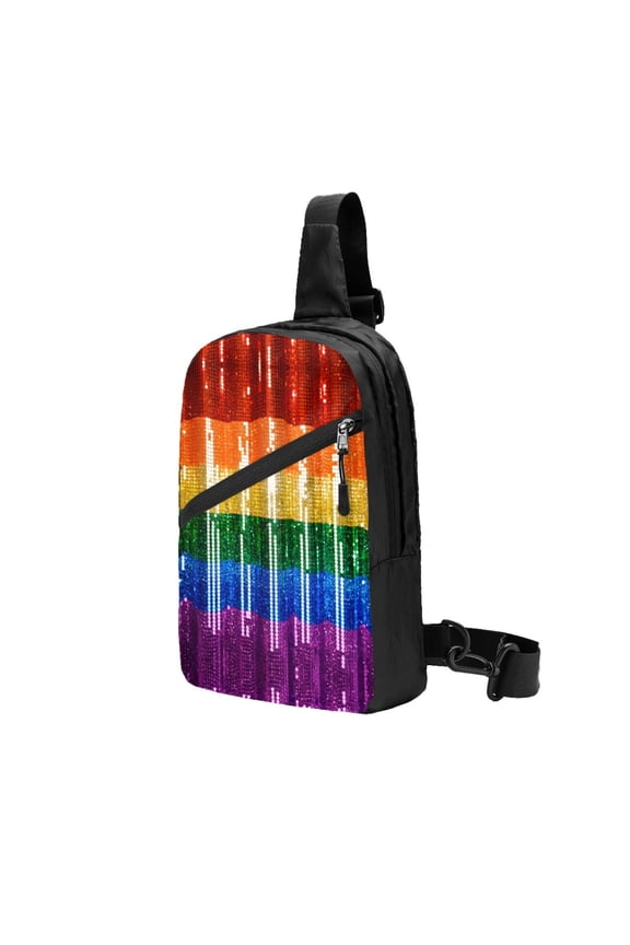 Packable Sling Backpack Gay Pride Rainbow Flag Foldable Crossbody Shoulder Chest Bag Daypack for Women Men