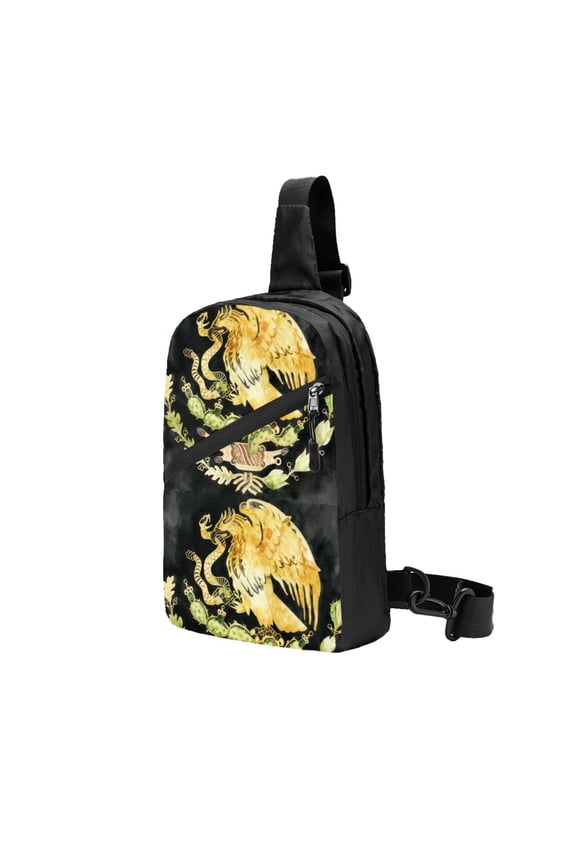 Packable Sling Backpack Gold Mexican Foldable Crossbody Shoulder Chest Bag Daypack for Women Men