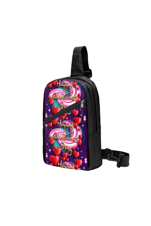 Packable Sling Backpack Happy Valentines Day Foldable Crossbody Shoulder Chest Bag Daypack for Women Men
