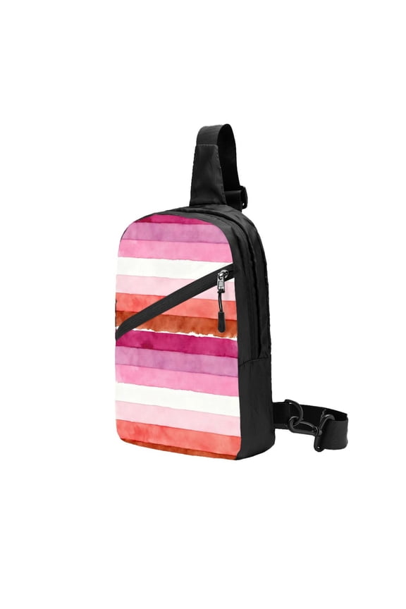 Packable Sling Backpack Lesbian Pride Flag Foldable Crossbody Shoulder Chest Bag Daypack for Women Men