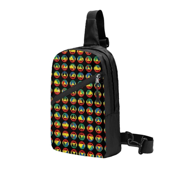 Packable Sling Backpack Peace Power Reggae Foldable Crossbody Shoulder Chest Bag Daypack for Women Men