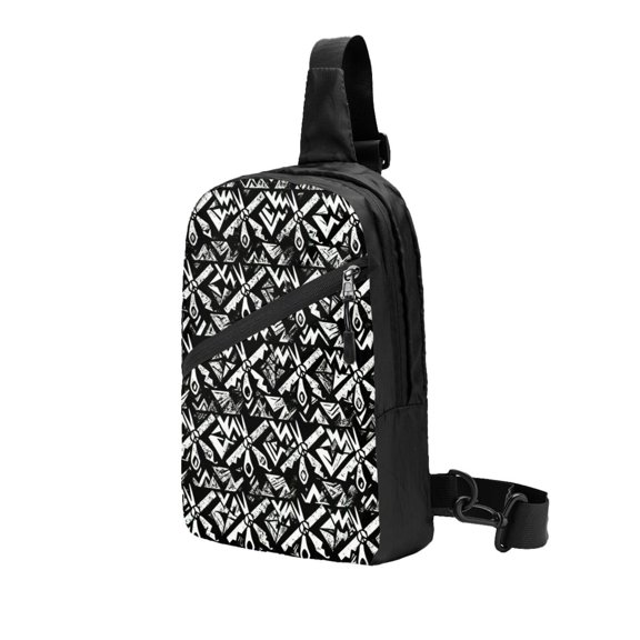 Packable Sling Backpack Peace Scissors Comb Pattern Foldable Crossbody Shoulder Chest Bag Daypack for Women Men