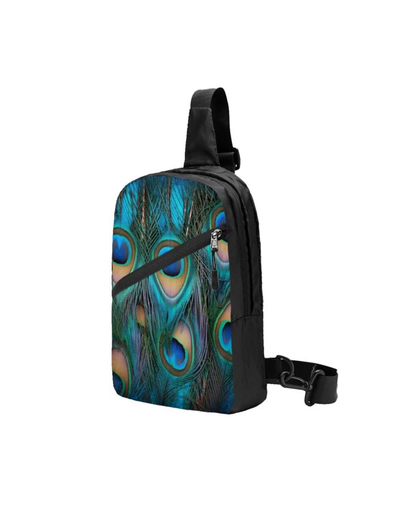 Packable Sling Backpack Peacock Foldable Crossbody Shoulder Chest Bag Daypack for Women Men