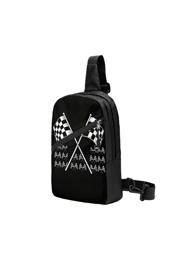 Packable Sling Backpack Racing Checkered Flag Foldable Crossbody Shoulder Chest Bag Daypack for Women Men