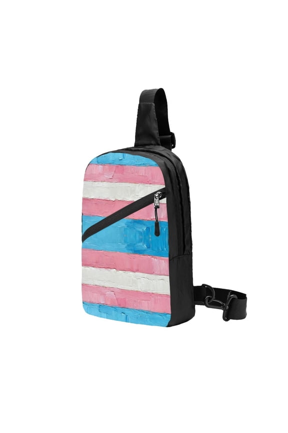 Packable Sling Backpack Transgender Pride Flag Foldable Crossbody Shoulder Chest Bag Daypack for Women Men