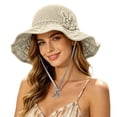 thumbnail image 1 of Packable Sun Hat Women Straw Hat Uv Upf 80+ Travel Brim Uv Protection Fishing Hat Summer Outdoor Tops Beige One Size, 1 of 6