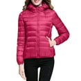 thumbnail image 1 of Packable down Jacket, Lightweight Hooded Puffer, White Duck down Coat Hot Pink L , Coat, 1 of 5