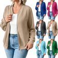 thumbnail image 1 of Packable for Travel Hiking Outdoor Women's Solid Color Casual Sporty Winter/Outerwear Fashion Zippered Long Sleeve Pocket Sweatshirt Khaki M, 1 of 7