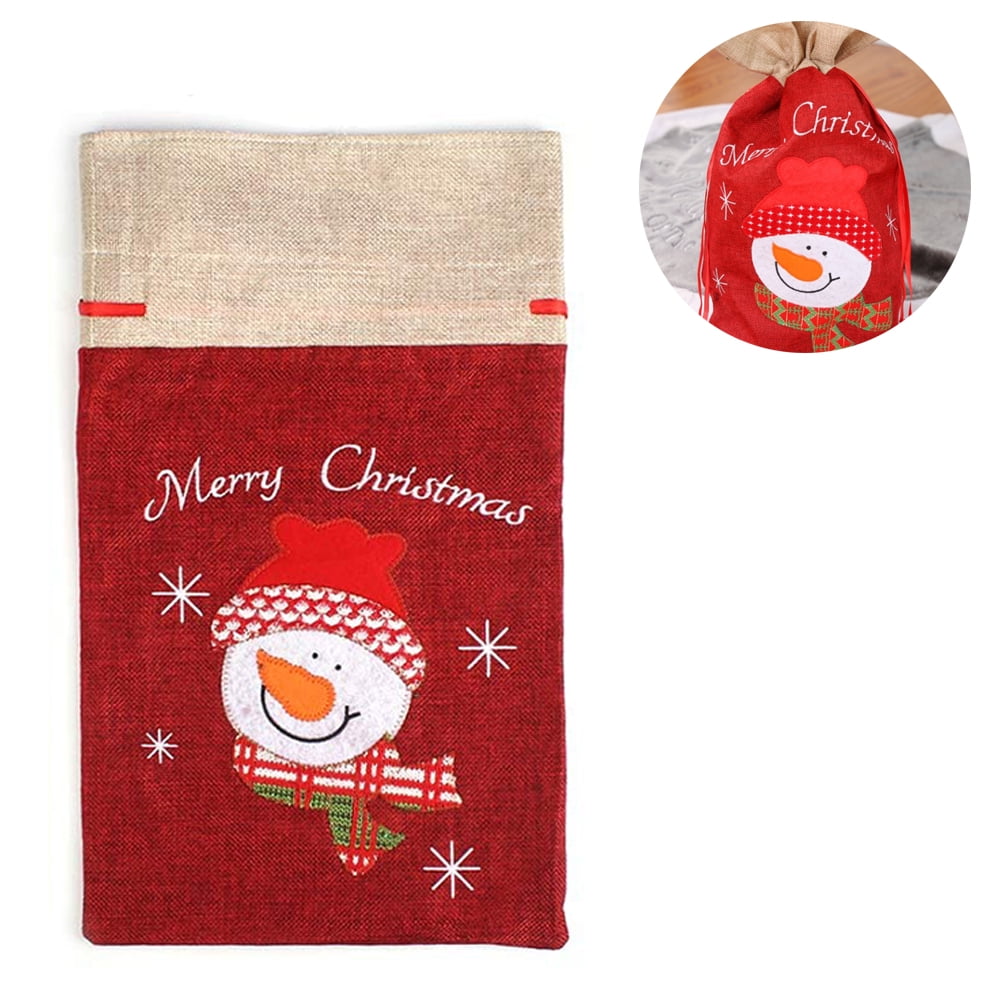 Package Cloth Christmas Gift Bags,Reusable Fabric Drawstring Wrapping