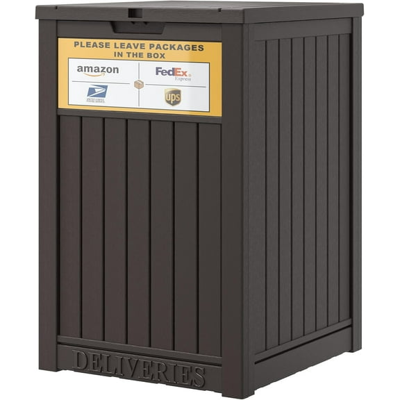 Package Delivery B for Outside, with Sign 48 Gallon Storage Lockable Secure, Large Resin Outdoor Drop Container