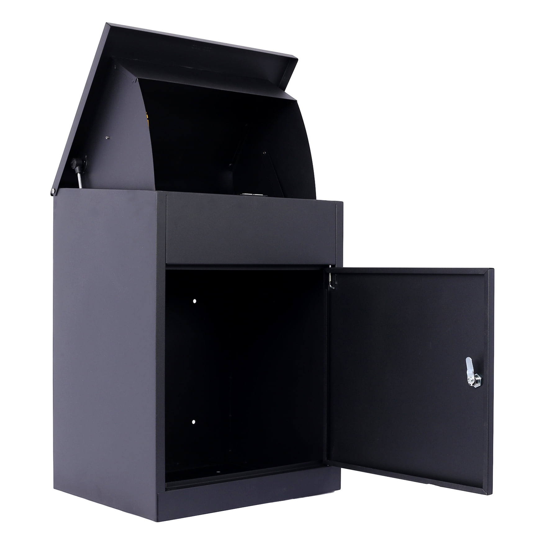 Package Delivery Box, Large Mailbox, Galvanized Steel Lockable - Outdoor Secure Parcel Drop Box for Porch, Curbside, Black