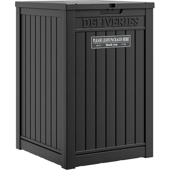 Package Delivery Box for Outside, Storage Box with Lockable Secure, Outdoor Resin Package Drop Container Waterproof for Backyard, Garden, Patio & Lawn, Black