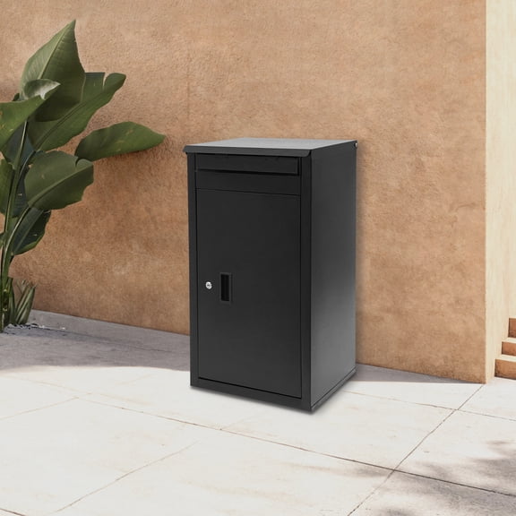 Package Delivery Box, Wall-Mounted Parcel Drop Box, Large Mail Box with Key Lock