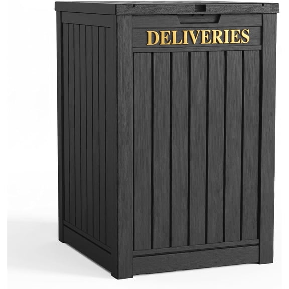 Package Delivery Box, Waterproof Outdoor Container Lockable, Black | 55 Gallon with Lockable Secure,Outdoor Package Drop Container Waterproof for Porch Patio and Curbside