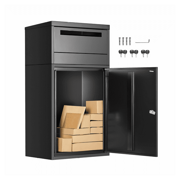 Package Delivery Box for Outside - 35.8in Lockable Parcel Drop Box - Anti-Theft Weatherproof Mailbox - Secure Package Drop Off