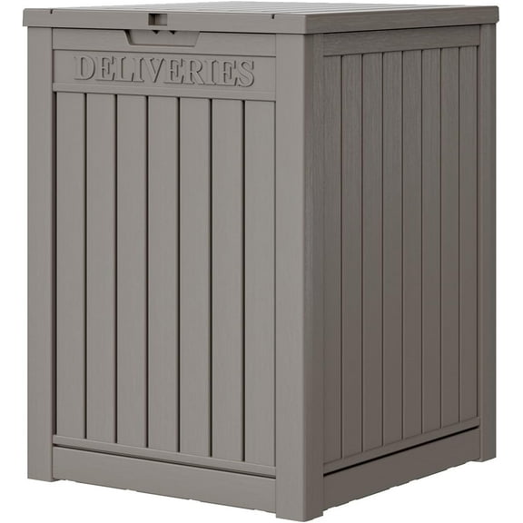 FICARTS 48 Gallon Outdoor Package Delivery Box – Large Resin Lockable Storage Container, Secure Outside Drop Box, Coffee