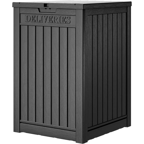 48 Gallon Outdoor Package Delivery Box - Large Resin Storage Container with Lockable Lid, Secure Drop Box for Outside,Black