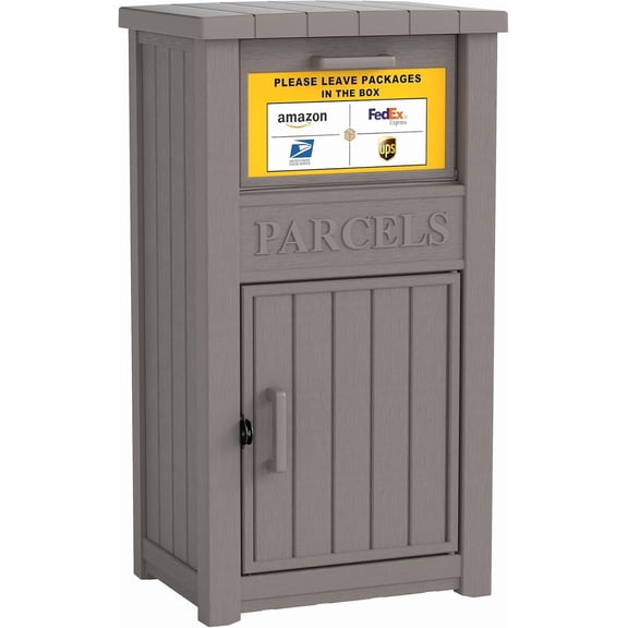 Package Delivery Box with Sign, Lockable & Weatherproof Anti-Theft Parcel Delivery Box for Porch, Curbside, Patio, Gray