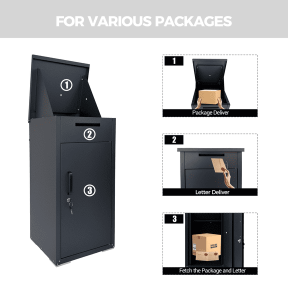 Package Delivery Boxes for Outside 34"x 17"x 16" Extra Large Mailbox with Lock Galvanized Steel Wall Mounted Mailboxes Anti-Theft Baffle Waterproof for Porch Curbside