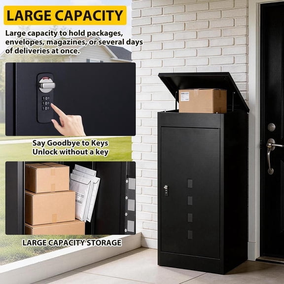 Package Delivery Boxes for Outside 41.3" x 20.8" x 16.5", Galvanized Steel Waterproof Mailbox with Coded Lock and Anti-Theft Baffle for Porch Curbside Storage