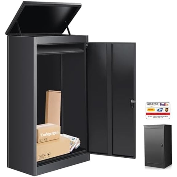 Package Delivery Boxes for Outside, Extra Large Black Parcel Drop Box with Coded Lock, Made of Steel Mailbox with Waterproof Anti-Theft Function, Not Easy Deformed for Home, Porch, Business, Curbside
