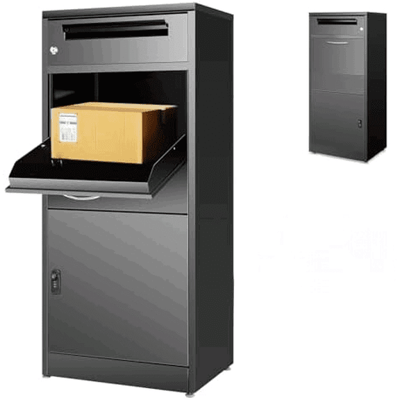 Package Delivery Boxes for Outside, Extra Large Parcel Drop Boxes with Secure Storage, Anti-Theft Galvanized Steel,Waterproof Package Delivery Box for Outdoor Porch (20''L x 14.5''W x 45''H)