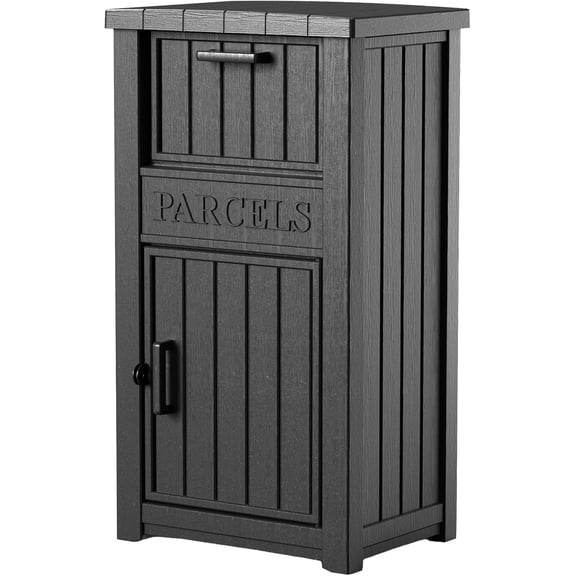 Package Delivery Boxes for Outside, Lockable Anti-Theft Waterproof Delivery Boxes for Outside, Secure Parcel Drop Boxes for Porch & Curbside & House, Outdoor Package Box for Deliveries (Black)