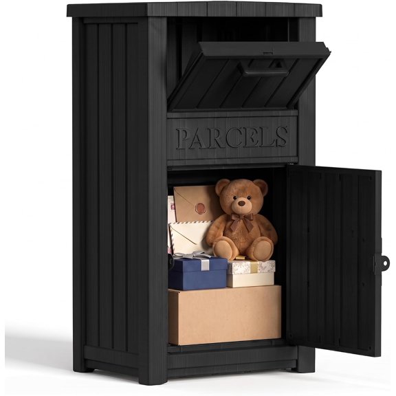Package Delivery Boxes for Outside, Outdoor Storage Box | Lockable Secure Design, Deck Box Outdoor Waterproof for Entryway, Front Porch, Backyard, Garden, Patio (Grey)