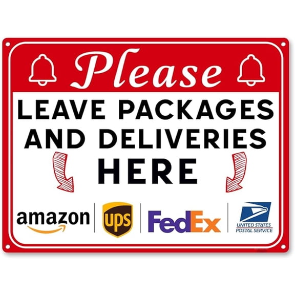 Package Delivery Sign - Delivery Signs For Packages - Please Place Packages In Box Aluminum Rust Free, Pre-Drilled Holes, Weather Resistant 8 x  12 inches