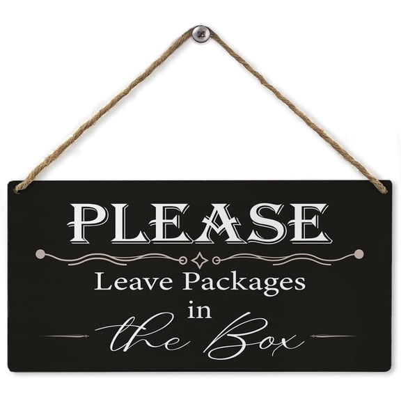 Package Delivery Sign, Please Leave Packages In The Box Black Wood Wall Decor,Package Delivery Sign Rustic Plaque Wall Hanging 6x12 Inch
