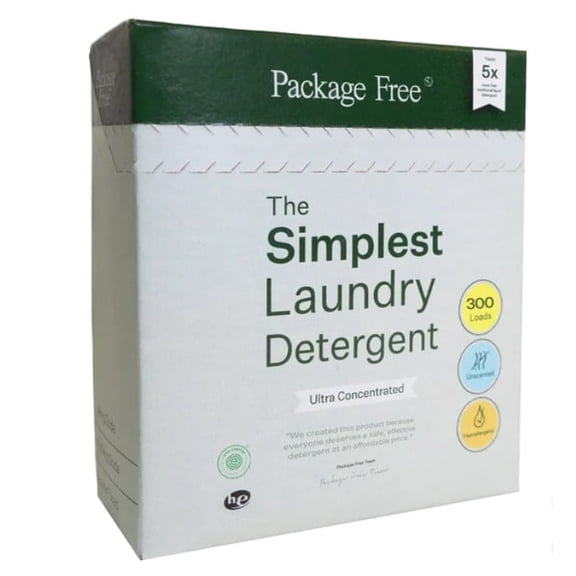 Package Free The Simplest Powder Laundry Detergent, Unscented, 300 Loads, 158 oz