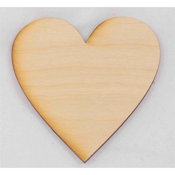 Package Of 10, 2 Inch X 1/4" Thick Plywood Hearts