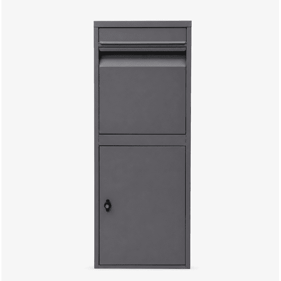 Natfurhome Gray Metal Locking Rural 2-Slot Parcel Drop Mailbox, Package Delivery Box for Outdoor, Rust Resistant