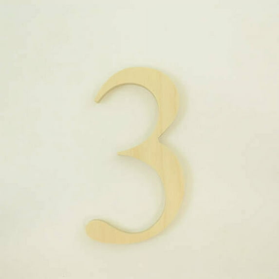 Package of 1, 12 Inch X 3/4" Baltic Birch "3" Plywood Numbers In The Times New Roman Font | Thick For Art & Craft Project, Made in USA