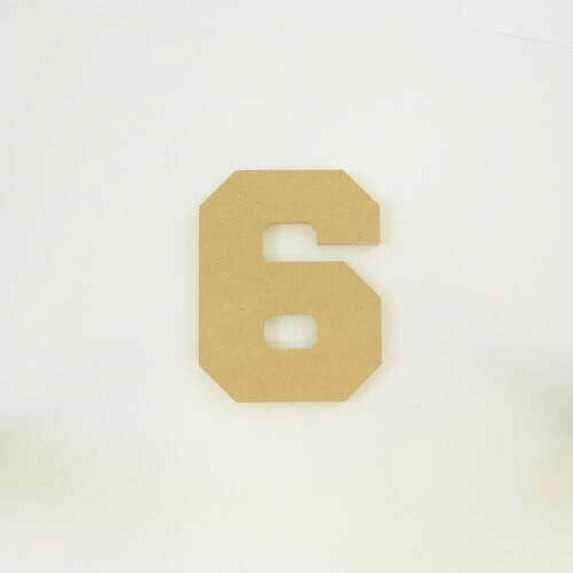 Package of 1, "6" 14 Inch X 3/4" MDF Numbers In The Collegiate Font | Thick For Art & Craft Project, Made in USA