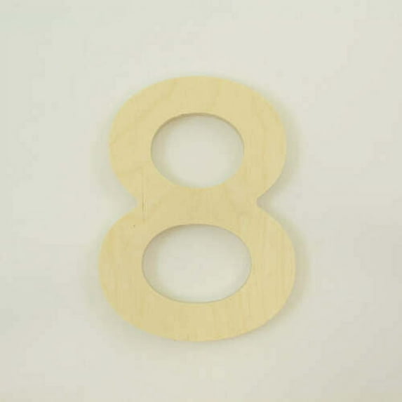 Package of 1, 6 Inch X 1" Baltic Birch "8" Plywood Numbers In The Gotham Rounded Font | Thick For Art & Craft Project, Made in USA