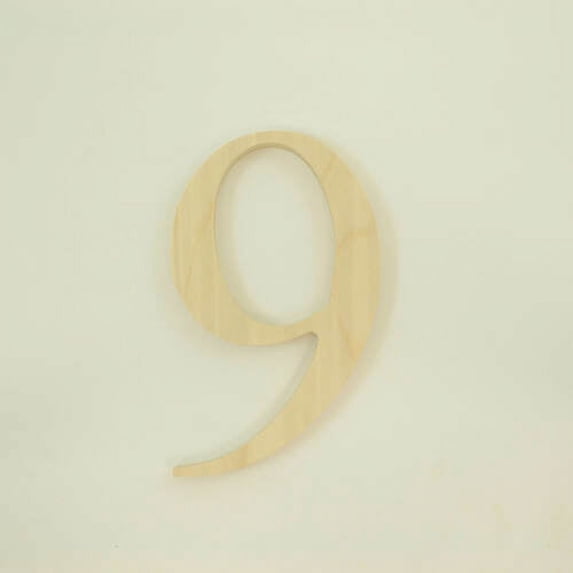 Package of 1, 8 Inch X 1/2" Baltic Birch "9" Plywood Numbers In The Times New Roman Font | Thick For Art & Craft Project, Made in USA