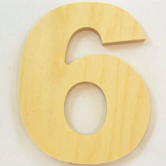 Package of 1, 8 Inch X 3/4" Baltic Birch "6" Plywood Numbers In The Arial Font | Thick For Art & Craft Project, Made in USA