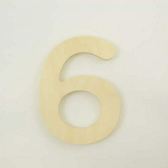 Package of 1, 8 Inch X 3/4" Baltic Birch "6" Plywood Numbers In The Gotham Rounded Font | Thick For Art & Craft Project, Made in USA