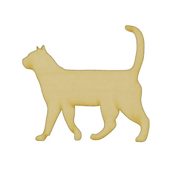 Package of 1, Jumbo 18" x 16.25" x 0.25" Baltic Birch Plywood Walking Cat Wood Cutout for Art and Craft Project, Made in USA