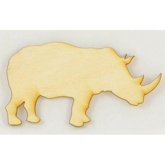 Package of 1, Large 12" X 6. 75" X 1/8" Baltic Birch Plywood Rhinoceros Wood Cutout For Art & Craft Project, Made in USA