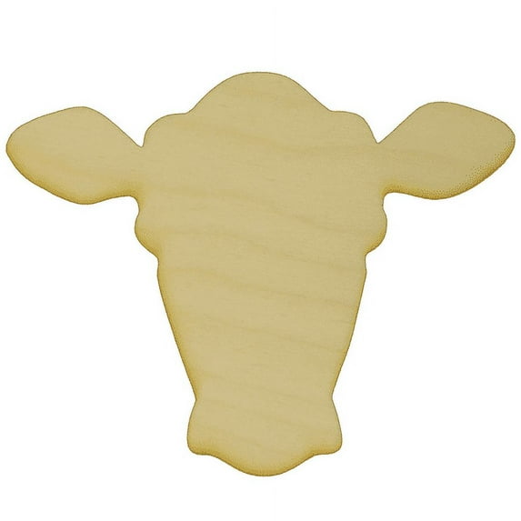 Package of 1, Large 12" x 10" x 0.125" Baltic Birch Plywood Cow Head Wood Cutout for Art and Craft Project, Made in USA